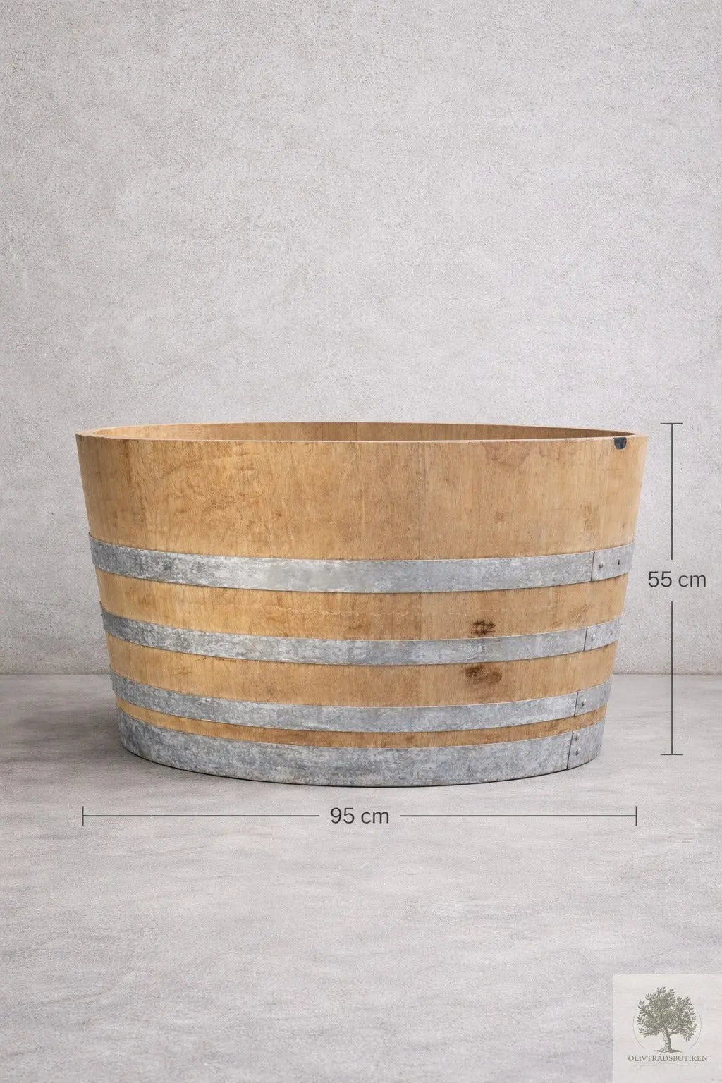 Halv vintunna XXL i ek - 95 x 55 cm